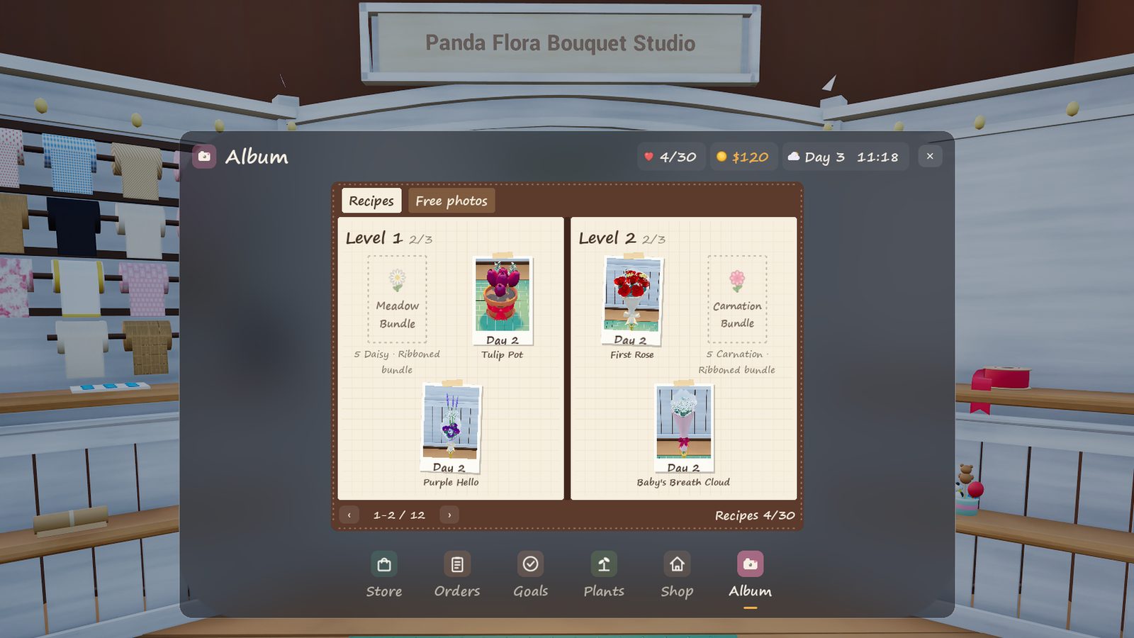 The photo album with recipe pages