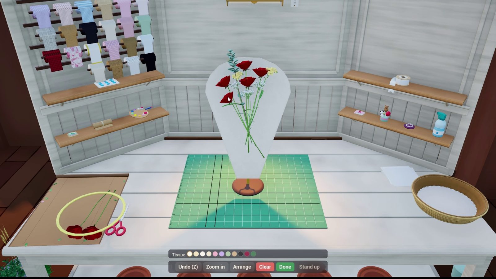 Arranging roses in a paper cone